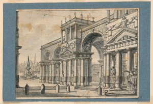 Scenografia, Colonnato e fontane da Unknown artist