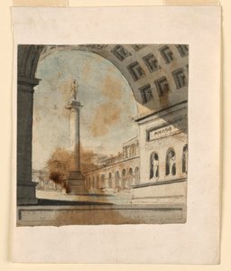 Scenografia, colonna con monumento in cima