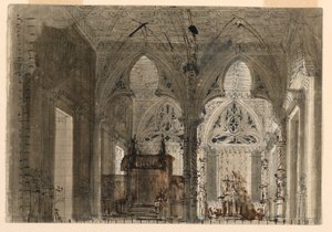 Scenografia, interno di una chiesa gotica da Unknown artist
