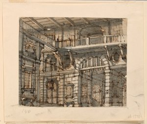 Scenografia, interno del cortile della prigione
