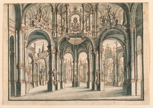 Scenografia, corte del palazzo aperta da Unknown artist