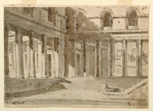 Scenografia, Corte del Palazzo con Scale da Unknown artist