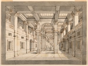 Scenografia, interno di un palazzo da Unknown artist