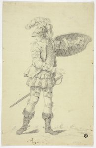 Paggio in piedi con scudo e spada da Unknown artist