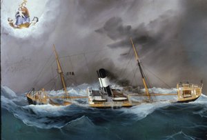 Battello a vapore in una tempesta