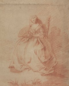 Studio di una donna seduta con un ventaglio da Unknown artist