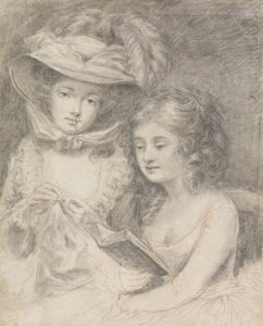 Studio di una Donna che Cuce e una Ragazza che Legge da Unknown artist