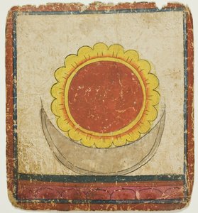 Sole, Luna e Loto sul Trono di Loto, da un set di carte iniziatiche (Tsakali) da Unknown artist