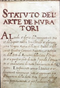 Tavola delle corporazioni, stato dei muratori della città di Orvieto, Italia da Unknown artist
