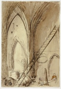 Altalena in edificio della chiesa da Unknown artist