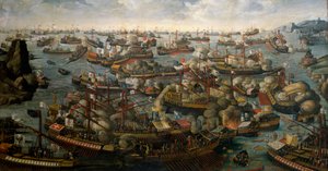 La Battaglia di Lepanto, 7 ottobre 1571, fine XVI secolo da Unknown artist