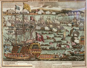 La Grande Rivista Navale. Questa Grande Rivista della Marina Britannica ebbe luogo a Portsmouth il 24 e 25 giugno 1814 alla presenza del Principe Reggente e dei suoi Visitatori Reali, c. 1814 da Unknown artist