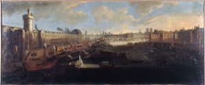 La Grande Galerie del Louvre, con la Porte Neuve, il Pont-Neuf, la Cité, il collegio dei Quatre-Nations in costruzione e il Quai Malaquais, circa 1665, sulla Senna la galera reale, attuali 1° e 6° arrondissement, tra il 1660 e il 1665