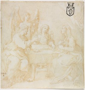 La Sacra Famiglia a tavola servita da un angelo