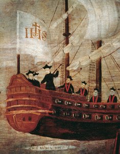 I gesuiti arrivano in nave al largo della costa della Nuova Granada