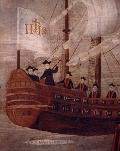 I gesuiti arrivano in nave al largo della costa della Nuova Granada