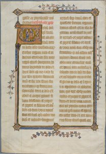 Il matrimonio di Osea e Gomer in una "V" iniziale storicizzata di una Bibbia da Unknown artist