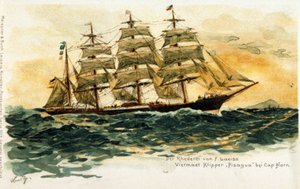 Il clipper Pisagua a Capo Horn. Illustrazione del XIX secolo da Unknown artist