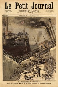 La corazzata Victoria affonda al largo della costa siriana, speronata dalla nave Camperdown. Incisione in "Le petit journal" 8/07/1893. Collezione Selva da Unknown artist