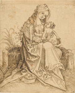 La Vergine con il Bambino su una panchina erbosa da Unknown artist