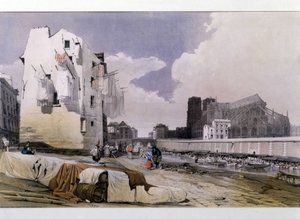 Le rive della Senna e Notre Dame de Paris - litografia da Unknown artist