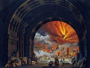 La distruzione di Pompei. (Eruzione del Vesuvio) Dipinto a olio per l