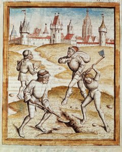 La scoperta di un tesoro nei sobborghi di una città fortificata da Unknown artist
