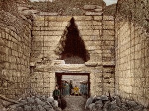 Gli scavi di Micene guidati da Heinrich Schliemann (1822-1890) - La porta dei leoni, ingresso principale di Micene da Unknown artist