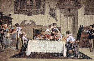 Il primogenito maschio, la levatrice mostra il neonato agli altri membri della famiglia da Unknown artist