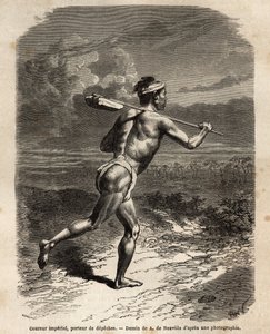 Il corridore imperiale, che trasporta le dispacci del Mikado. Incisione per illustrare il viaggio in Giappone, nel 1863-1864, di Aime Humbert, ministro della Confederazione Svizzera, in 