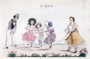 Il salto della corda, gruppo di bambini della borghesia che giocano. 1830