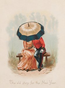 La vecchia storia per il Nuovo Anno, cartolina di Capodanno da Unknown artist