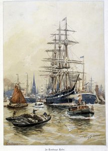 Il porto di Amburgo nel XIX secolo da Unknown artist