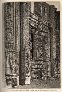 Il portico scolpito di un tempio a Tripetty (o Tirupati, in Andhra Pradesh), un importante luogo di pellegrinaggio indù. Incisione per illustrare il viaggio nelle province meridionali dell