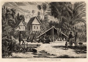 La produzione di ceramiche a Saniaboury (Laos). Incisione per illustrare il viaggio di esplorazione in Indocina, di Francis Garnier, tenente di vascello, nel 1866-1868, pubblicato in "Le tour du monde" 1870-1871, a cura di Edouard Charton, edizione Hachett