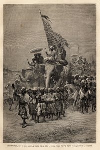 Il vessillo reale, nella sowari (processione militare), a Baroda (o Vadodara), stato del Gujarat sulla costa nord-orientale dell