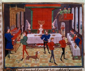 Il banchetto nuziale di Clarisse, figlia del re Yvon di Guascogna e Renaud da Unknown artist