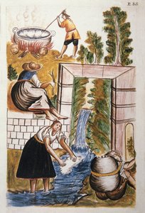 Il lavoro della lana, dal libro "Trujillo del Peru" o "Codice Martínez Compañón", di Baltazar Martinez Compañón y Bujanda, vescovo di Trujillo (1782-1785) da Unknown artist
