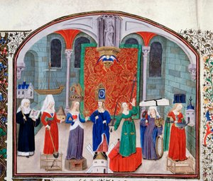 Teoria delle virtù teologiche e cardinali. Miniatura dal manoscritto 