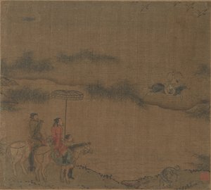 Tre cavalieri che cacciano oche selvatiche da Unknown artist
