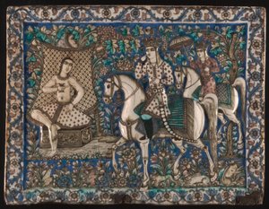Piastrella raffigurante Khusrau che si accorge del bagno di Shirin