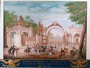 Ingresso trionfale di Agustin Iturbide, primo imperatore del Messico indipendente, a Città del Messico il 7/09/1821 da Unknown artist