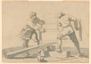 Due Uomini che Segano una Tavola da Unknown artist