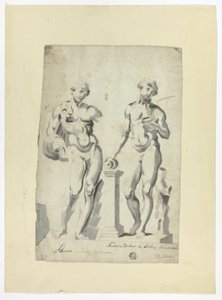 Due sculture: Antinoo nei Giardini Vaticani e Nisaus Bacco nel Palazzo Farnese