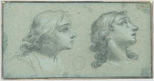 Due viste della testa di un giovane da Unknown artist
