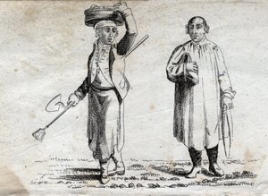 Due contadini, incisione fine XVIII secolo, collezione privata.