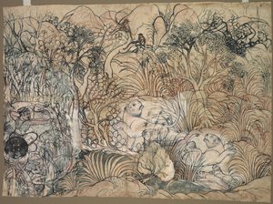 Umed Singh di Kota caccia leoni da Unknown artist