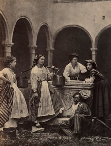 Senza titolo (Scena di genere con quattro donne e un uomo) da Unknown artist