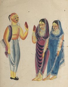 Devoto Vaishnava con due donne