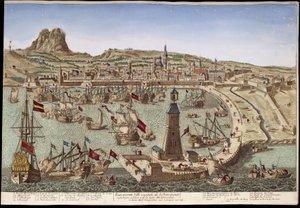 Veduta di Barcellona e del suo porto - veduta ottica da Unknown artist